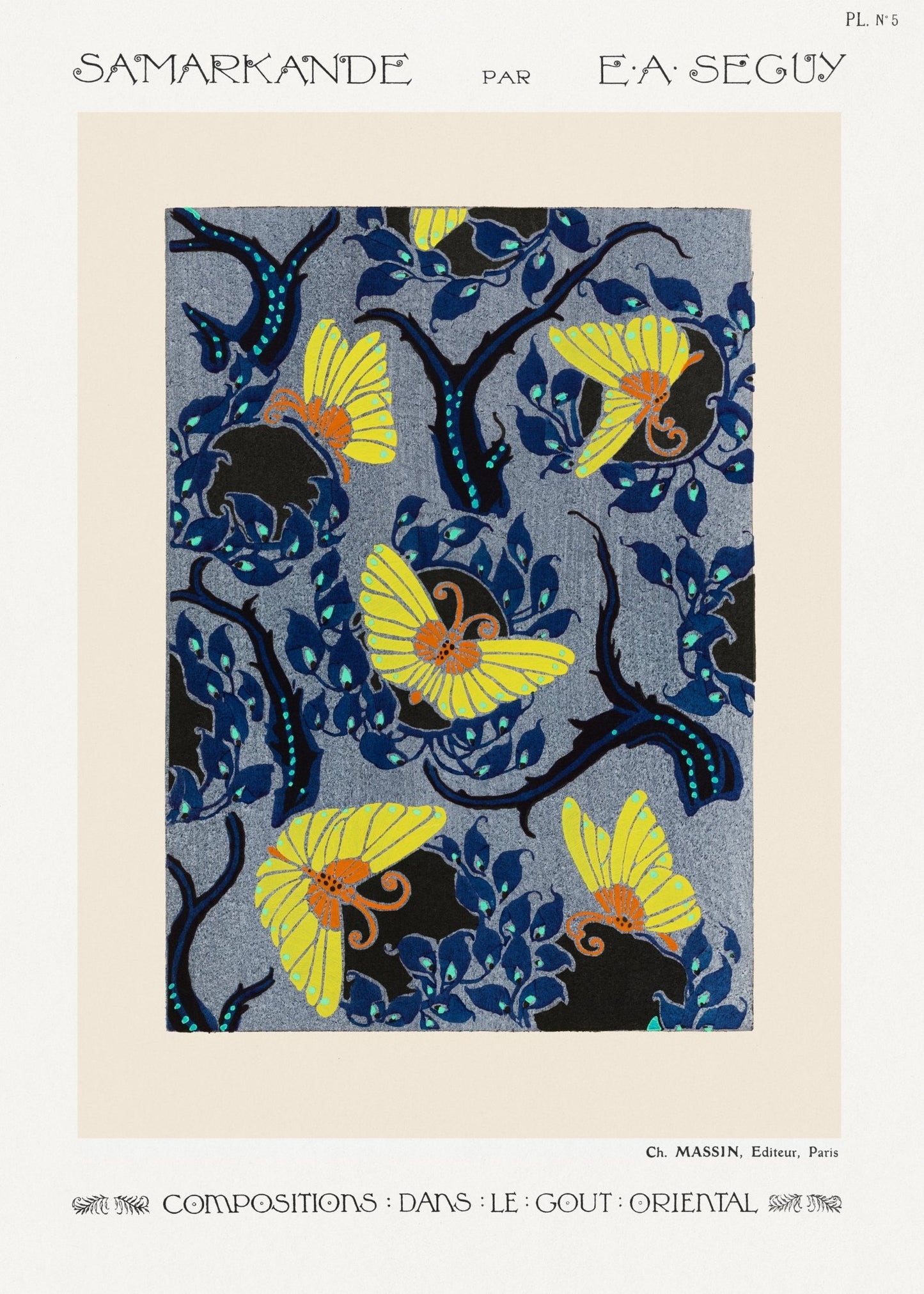 Samarkande PL 5 Butterfly pochoir pattern pattern (1914) - Milisima Studio