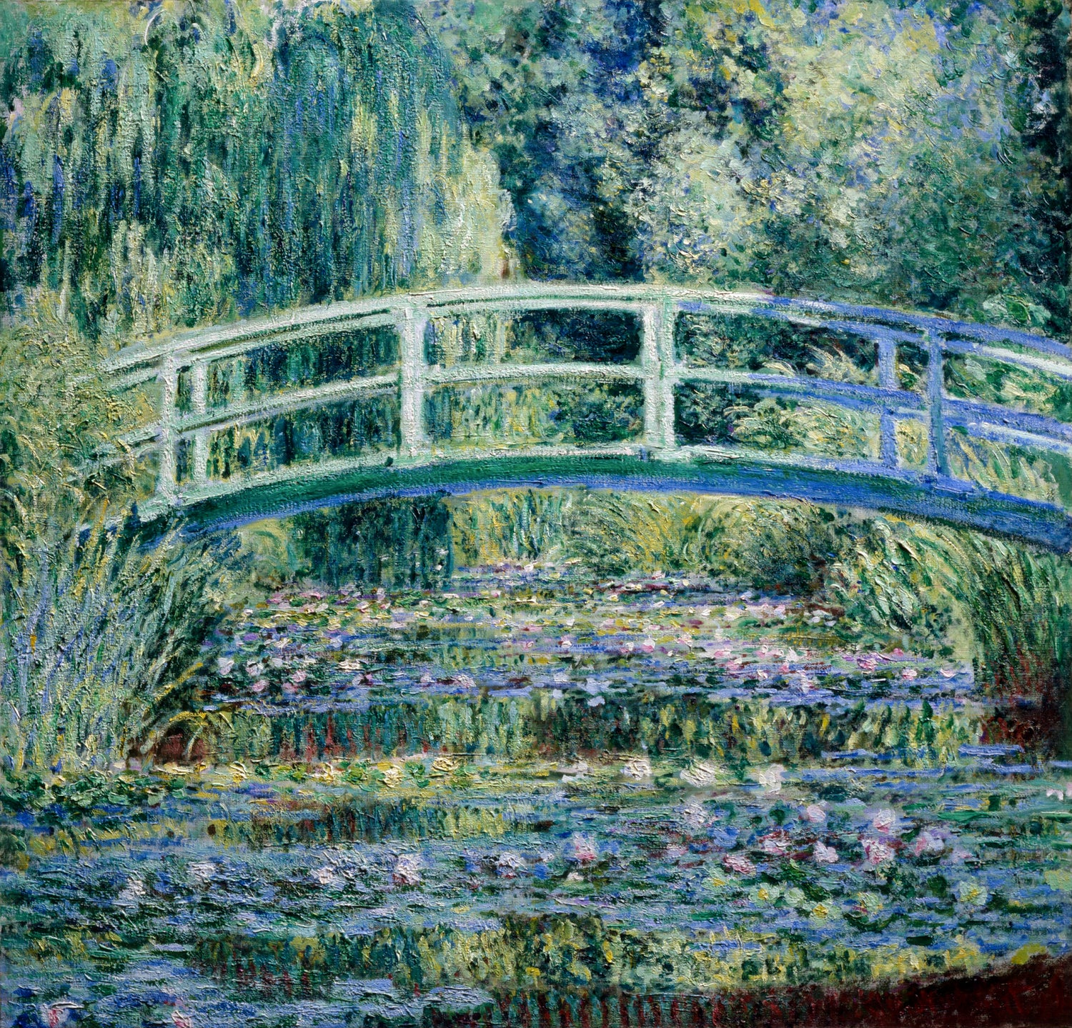 The painting Water Lilies and Japanese Bridge by Claude Monet