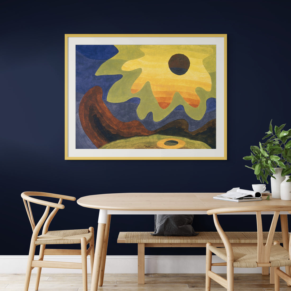 Dining room interior with framed artwork – Fine art print styled in home decor